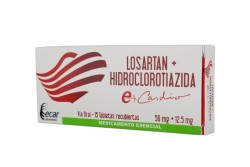 Losartan + Hidroclorotiazida 50 / 12.5 mg Caja Con 15 Tabletas Recubiertas Rx4