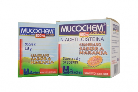 Mucochem Adultos 600 mg Caja Con 30 Sobres De 1.5 g C/U – Sabor Naranja Rx