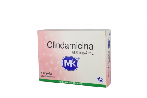 Clindamicina 600 mg / 4 mL Caja Con 2 Ampollas Rx Rx2