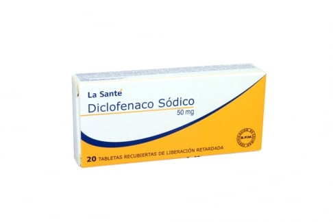 Diclofenaco Sódico 50 Mg Caja Con 20 Tabletas Recubiertas De Liberación Retardada Rx