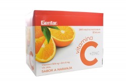 Vitamina C + Zinc 500 / 5 mg Caja Con 140 Tabletas Masticables - Sabor Naranja