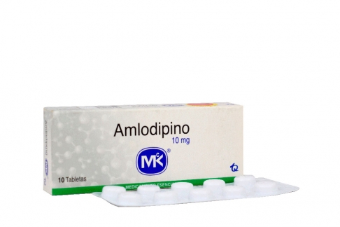 Amlodipino 10 Mg Caja Con 10 Tabletas Rx.