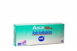 Asa Ácido Acetilsalicílico 100 mg Caja Con 20 Tabletas
