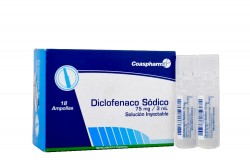 Diclofenaco Sódico 75 mg / 3 mL Solución Caja Con 18 Ampollas Rx