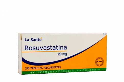 Rosuvastatina 20 mg Caja Con 10 Tabletas Recubiertas Rx