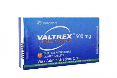 Valtrex 500 mg Caja Con 10 Tabletas Recubiertas Rx