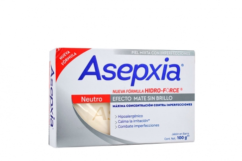 Asepxia Neutro Efecto Mate Sin Brillo Caja Con Barra Con 100 g
