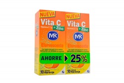 Vita C + Zinc 1 g Caja Con 10 Tabletas Efervescentes - 2 x 1