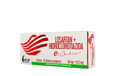 Losartán + Hidroclorotiazida 50 / 12.5 mg Caja Con 30 Tabletas Recubiertas Rx4