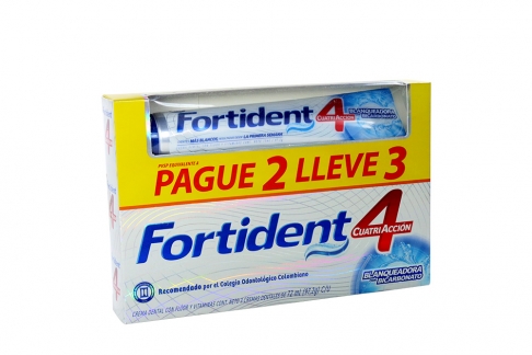 Crema Dental Fortident 4a Blanca Tubo 72 Ml c/u Pague 2 unidades Lleve 3 unidades