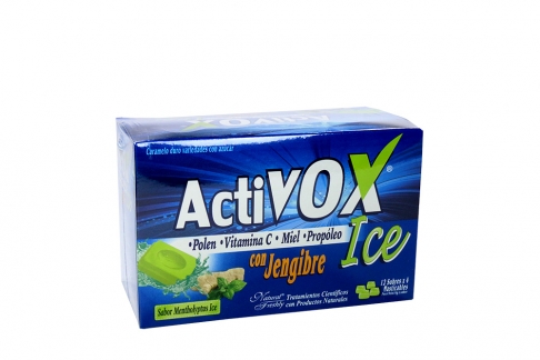Activox Ice Con Jenjibre Caja Con 12 Sobres Con 4 Caramelos Duros Masticables