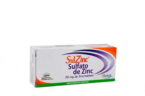Sulzinc 20 mg Caja Con 30 Tabletas Recubiertas