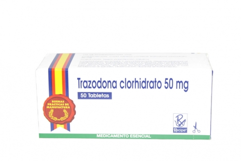 Trazodona Clorhidrato 50 mg Caja Con 50 Tabletas Rx.