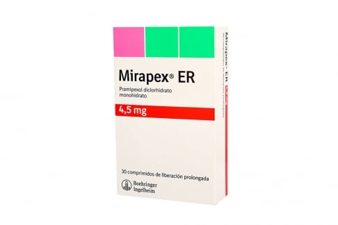 Mirapex ER 4.5 mg Caja Con 30 Comprimidos De Liberación Prolongada Rx1 Rx4