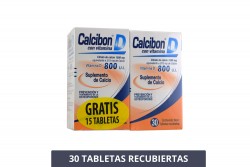 Calcibon D 800 U.I Caja Con 30 Tabletas Recubiertas + 15 Tabletas Recubiertas