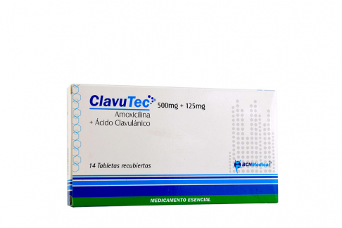 Clavutec 500 mg / 125 mg Caja x 14 Tabletas Recubiertas Rx2