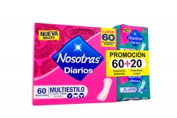 Protectores Diario Nosotras Multiestilo Caja Con 60 Unidades + Empaque Con 20 Unidades