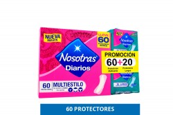 Protectores Diario Nosotras Multiestilo Caja Con 60 Unidades + Empaque Con 20 Unidades