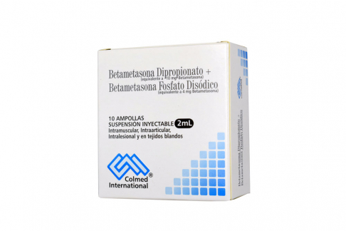 Betametasona Suspensión Inyectable Caja Con 10 Ampollas Con 2 mL c/u Rx