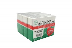 Aspirina 100 mg Empaque Con 4 Cajas Con 140 Tabletas C/U