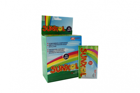 Bloqueador Solar Sunxol Kids 60 SPF Caja Con 30 Sobres Con 10 mL C/U.