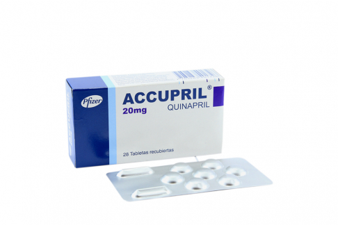 Accupril 20 mg Caja Con 28 Tabletas Recubiertas Rx