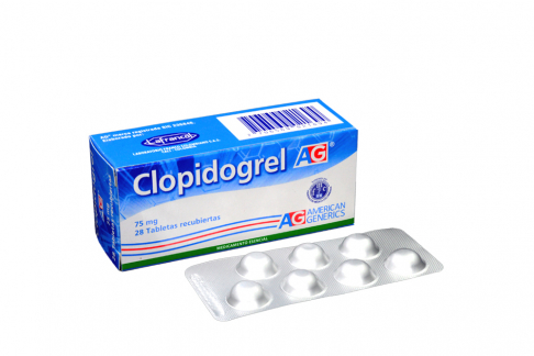 Clopidogrel 75 mg Caja  28 Tabletas Recubiertas Rx