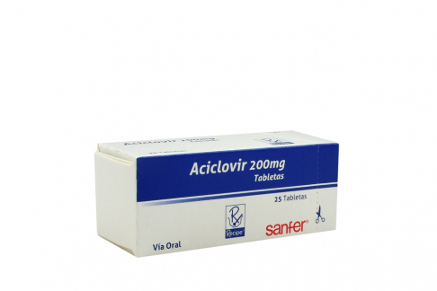 Aciclovir 200 mg Caja Con 25 Tabletas Rx.