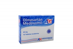 Olmesartán Medoxomil 40 mg Caja De 10 Tabletas Rx