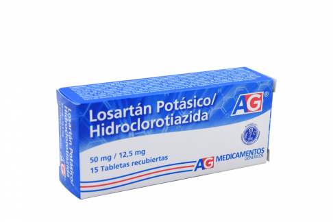 Losartán Potásico 50 mg / Hidroclorotiazida 12.5 mg Caja Con 15 Tabletas Recubiertas Rx4