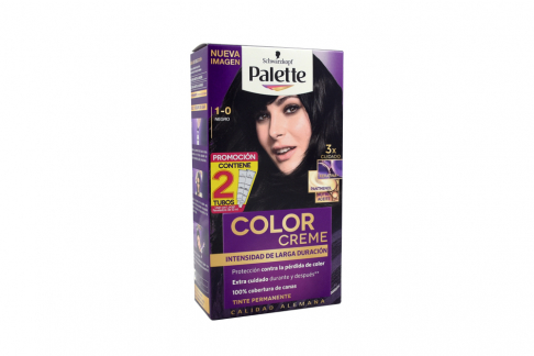 Tinte Palette Color Creme 1-0 Negro Caja Con 1 Kit Con 2 Tubos