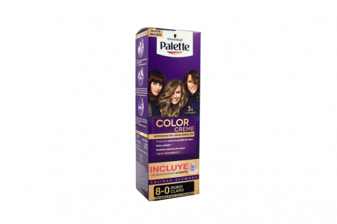 Tinte Palette Color Creme 8-0 Rubio Claro Caja Con 1 Kit