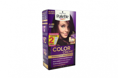 Tinte Palette Color Creme 4-89 Borgoña Intenso Caja Con 1 Kit Con 2 Tubos