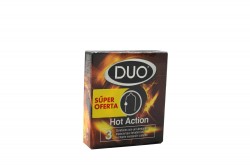 Condones Duo Hot Action Caja Con 3 Unidades