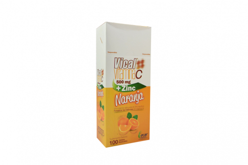 Vical Vitamina C + Zinc 500 mg Caja Con 100 Tabletas – Sabor Naranja