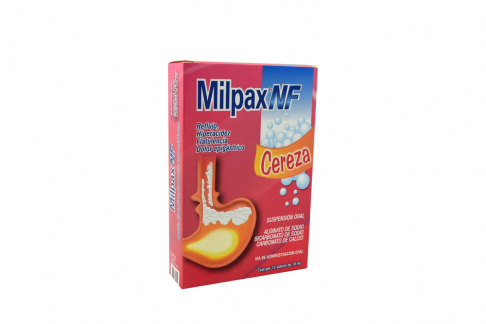 Milpax NF Sabor Cereza Suspensión Oral Caja Con 12 Sobres Con 10 mL