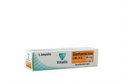Gentamicina Inyectable 80 mg / 2 mL Caja Con 1 Ampolla Rx Rx2