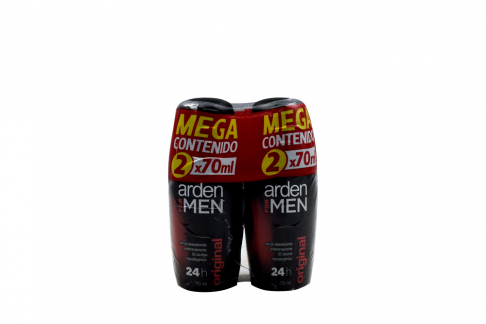 Roll-On Desodorante Antitranspirante 24H Arden For Men Empaque Con 2 Frascos Con 70 mL
