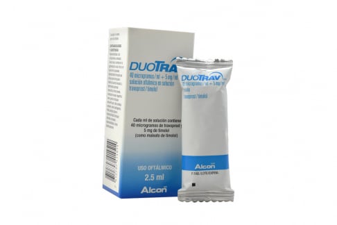 Duotrav Solución Oftalmica 40 mcg / 5 mg Caja Con Frasco Con 2.5 mL Rx Rx1