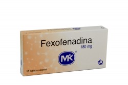 Fexofenadina 180 Mg Caja Con 10 Tabletas Rx.