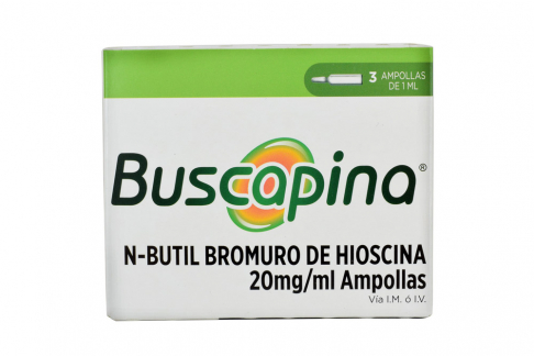 Buscapina Solución Inyectable 20 mg / 1 mL Caja Con 3 Ampollas Rx