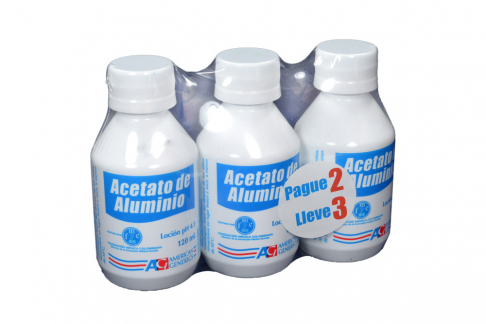 Acetato De Aluminio Loción Frasco Con 120 Ml - Pague 2 Lleve 3