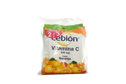 Cebion 500 mg Empaque Con 3 Bolsas Con 12 Tabletas Masticables C/U