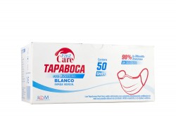 Tapabocas Fast Care Color Blanco 3 Pliegues Caja Con 50 Unidades