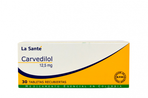 Carvedilol 12.5 mg Caja Con 30 Tabletas Recubiertas Rx Rx1 Rx4