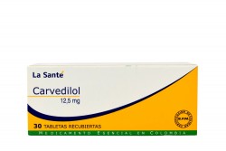 Carvedilol 12.5 mg Caja Con 30 Tabletas Recubiertas Rx
