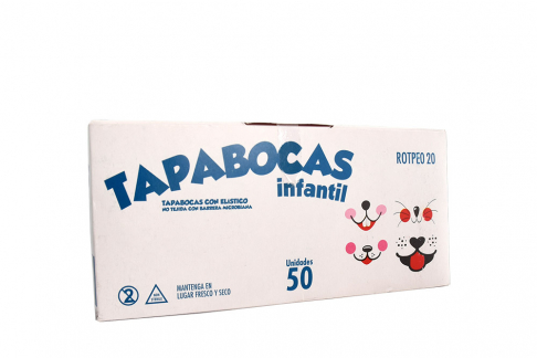 Tapabocas Infantil Con Elástico Alfa Safe Caja Con 50 Unidades