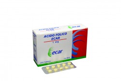 Ácido Fólico 1 mg Ecar Caja Con 250 Tabletas