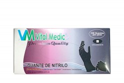 Guante De Nitrilo Negro Vm Vital Medic Talla L Caja Con 50 Pares