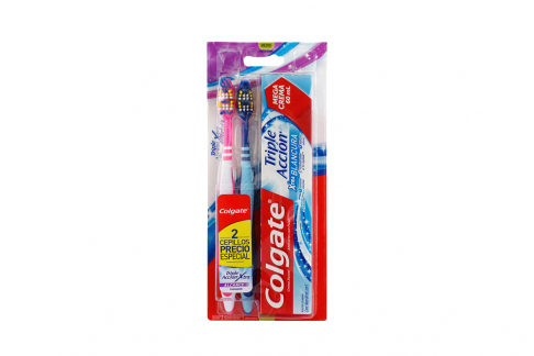Cepillo Dental Colgate Triple Acción Pack Con 2 Unidades + Crema Dental Extra Blancura Tubo Con 60 mL